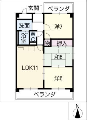 グリーンウッド金武(3LDK/1階)の間取り写真