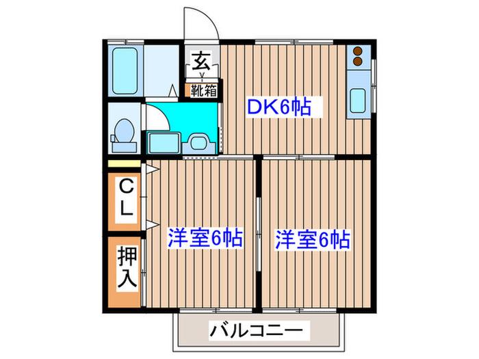 ヴィクトールハット原町(2DK/1階)の間取り写真