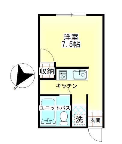 プラスパーハイツ(ワンルーム/1階)の間取り写真