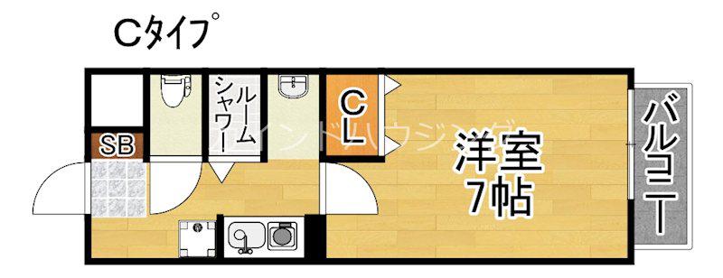 辰巳ハイツ(1K/4階)の間取り写真