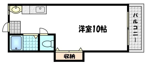 紫野ハイツ(ワンルーム/3階)の間取り写真