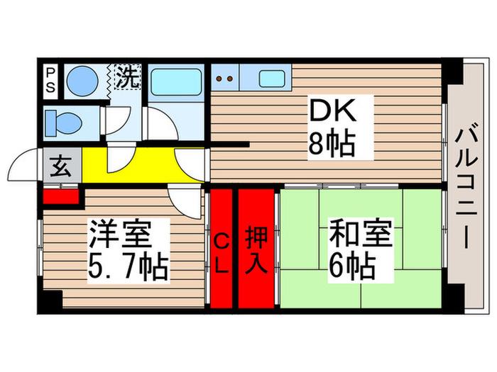 エーデルハイム155(2DK/2階)の間取り写真