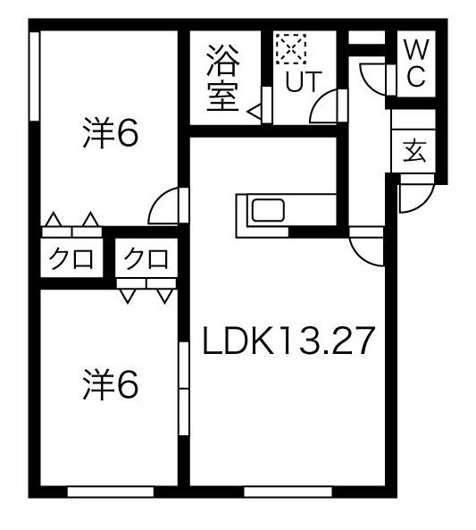 AMEX CHITOSE(2LDK/1階)の間取り写真