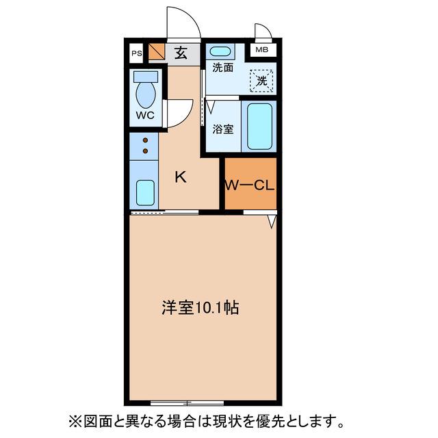 シャレはやしだ(1K/1階)の間取り写真