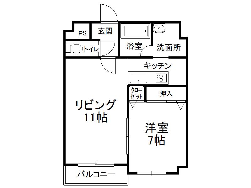 PALAZZO(1LDK/2階)の間取り写真