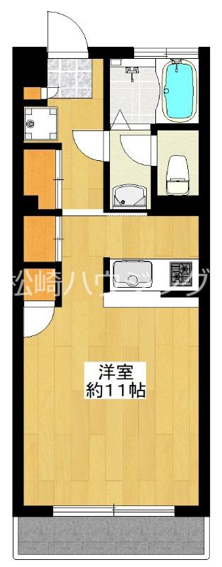 カーサ香林(ワンルーム/2階)の間取り写真