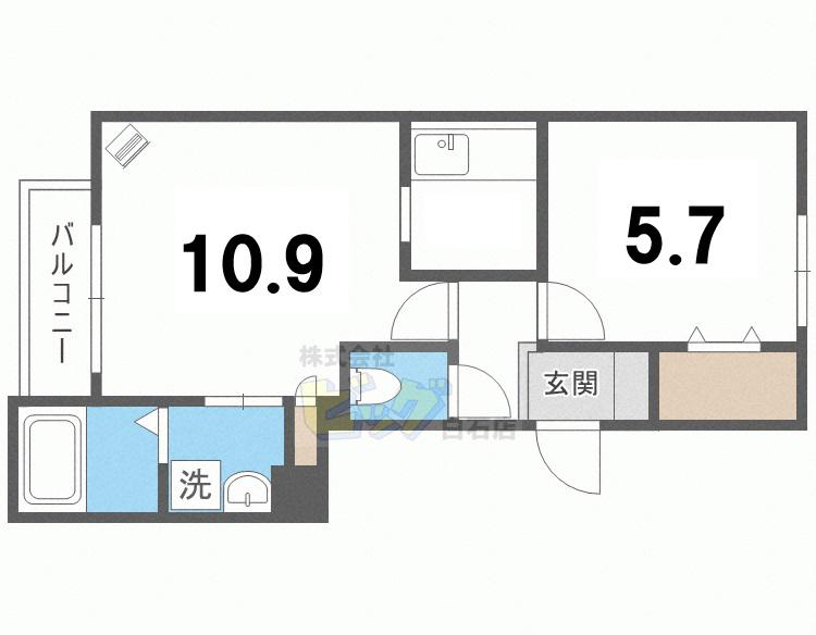 コンフォート白石(1LDK/4階)の間取り写真