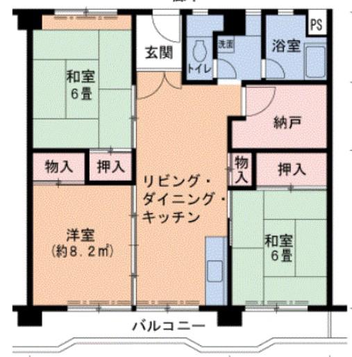 UR泉南一丘(3LDK/3階)の間取り写真