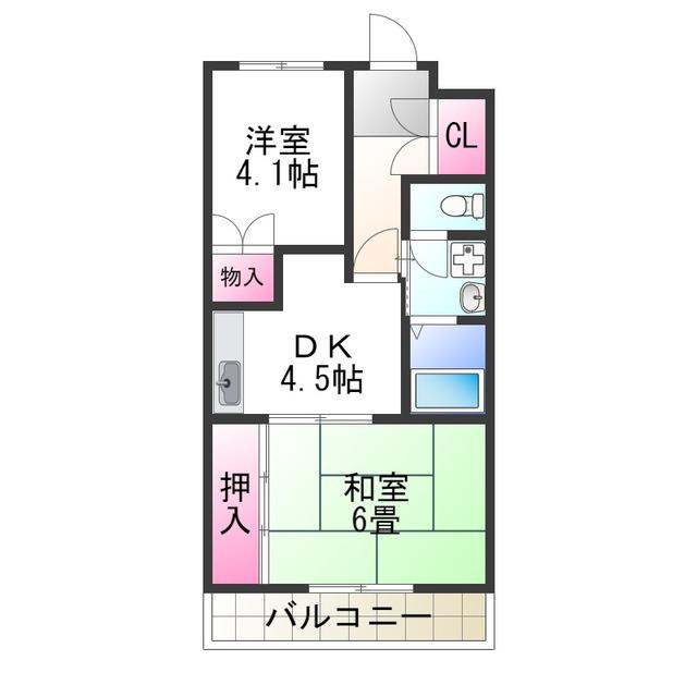 A-HEIGHTS(2DK/5階)の間取り写真