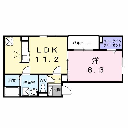 ヒカルサ尼崎若王寺(1LDK/3階)の間取り写真