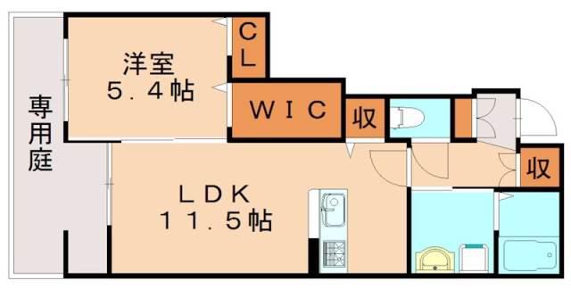 KIJIGAO2(1LDK/1階)の間取り写真