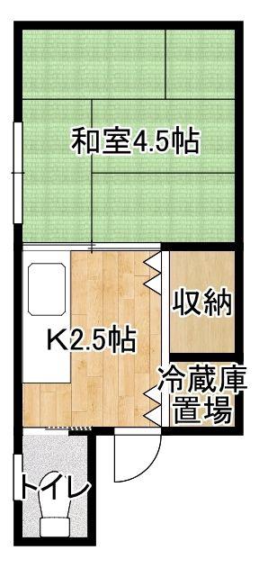 小島荘(1K/2階)の間取り写真