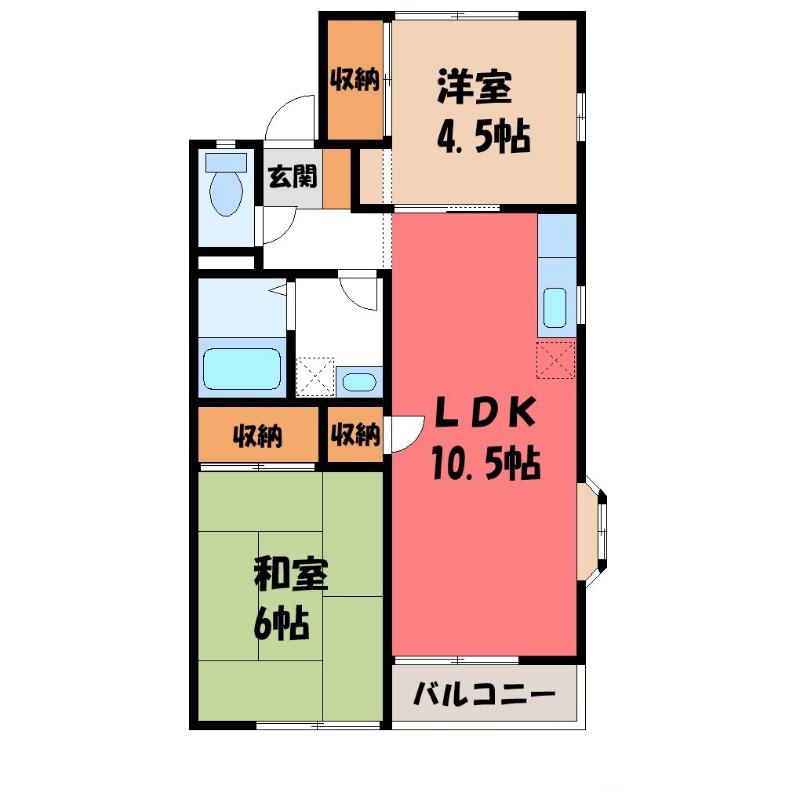 フォアシュピールハイムA(2LDK/2階)の間取り写真
