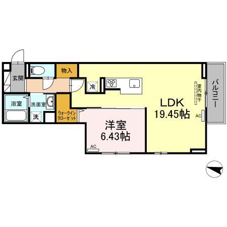 D-LUMINUS B(1LDK/3階)の間取り写真