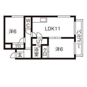 リゾルテ白石(2LDK/3階)の間取り写真