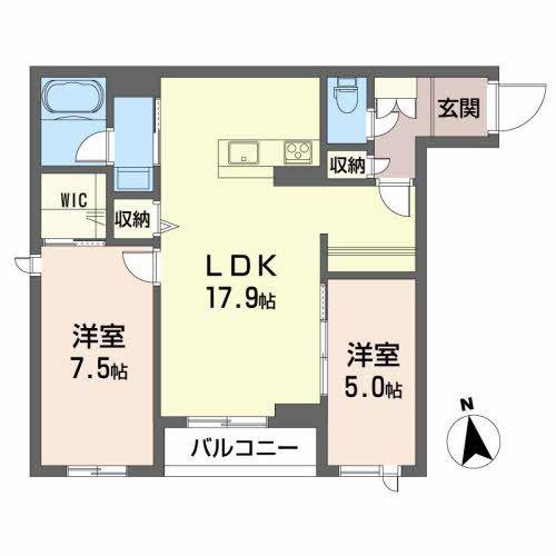 シャーメゾン新寺I(2LDK/3階)の間取り写真