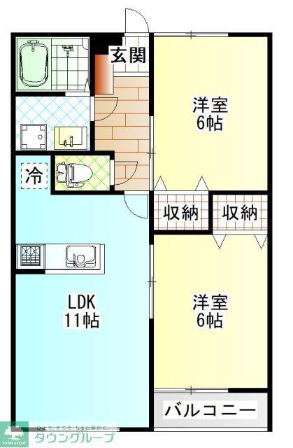 ブルーコート(2LDK/1階)の間取り写真