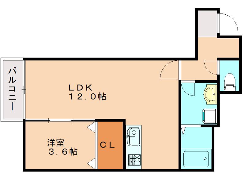 SUNMARK賀茂(1LDK/1階)の間取り写真