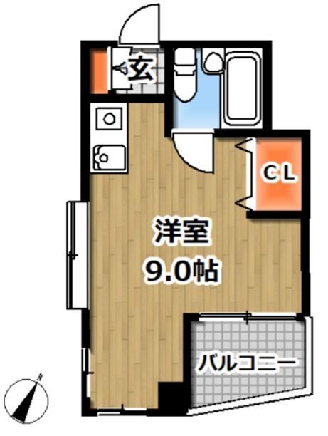 第3ヒルズ土井(ワンルーム/6階)の間取り写真