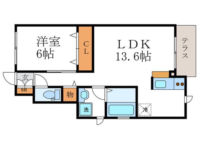 FLEURS DE SALVIA(1LDK/1階)の間取り写真