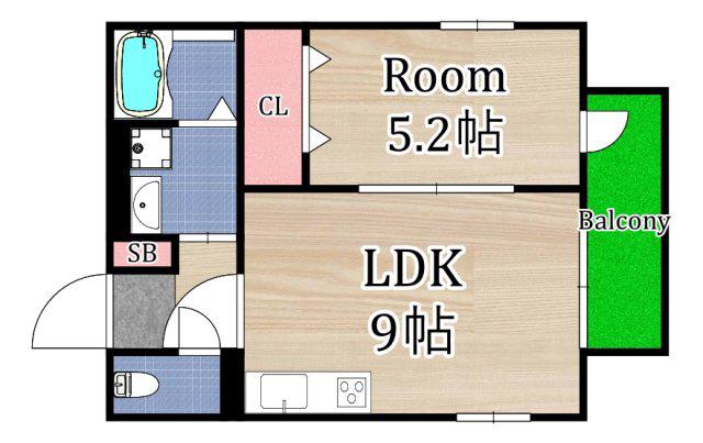 S APT.蒲生四丁目(1LDK/2階)の間取り写真