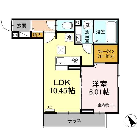 ピュア清水新居(1LDK/1階)の間取り写真