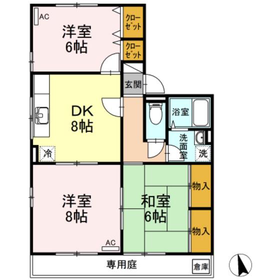 MAPLE(3DK/1階)の間取り写真