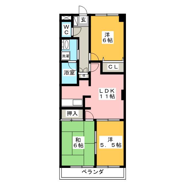 ルミナスK・M(3LDK/1階)の間取り写真