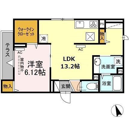 ラリュール柴又(1LDK/1階)の間取り写真
