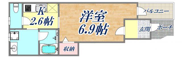 CROUD甲子園里中町(1K/1階)の間取り写真