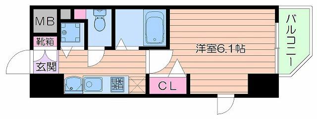 プレサンス堺筋本町フィリア(1K/6階)の間取り写真