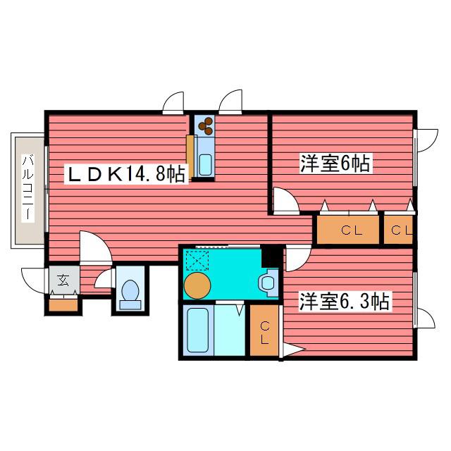 ミュンヘン福住(2LDK/1階)の間取り写真