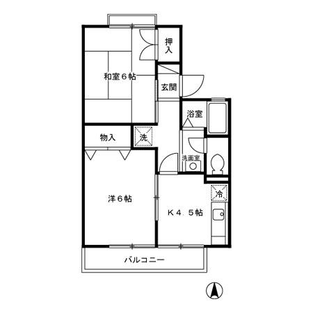 パレス神代 A棟(2K/1階)の間取り写真