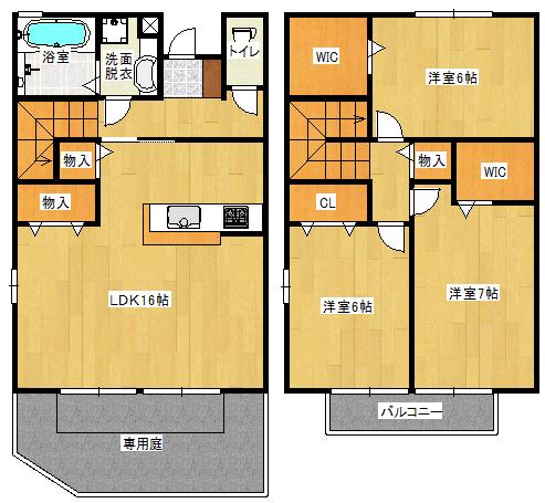サニーコート B棟(3LDK/1階)の間取り写真
