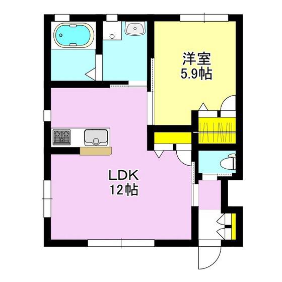 エーデルワイスC(1LDK/1階)の間取り写真