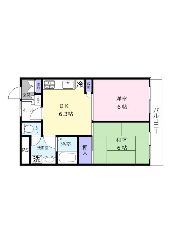湘南田浦ダイカンプラザ(2DK/1階)の間取り写真