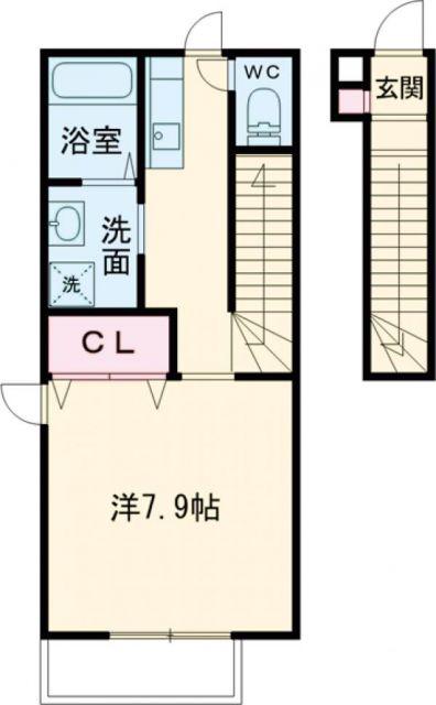 BELLACALMA(1K/2階)の間取り写真