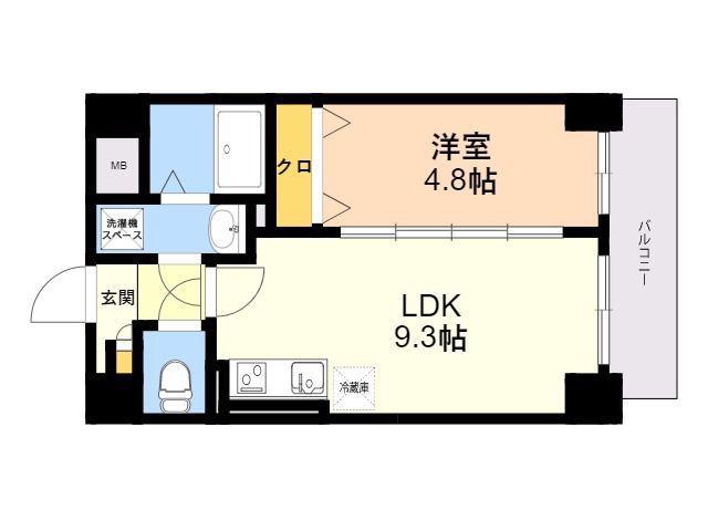 グランジュ大濠(1LDK/7階)の間取り写真