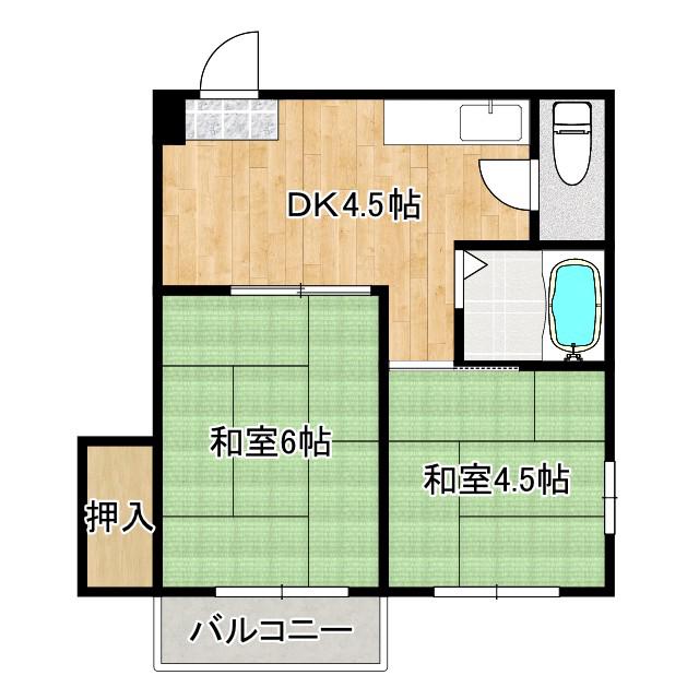 新力ハウス(2K/3階)の間取り写真