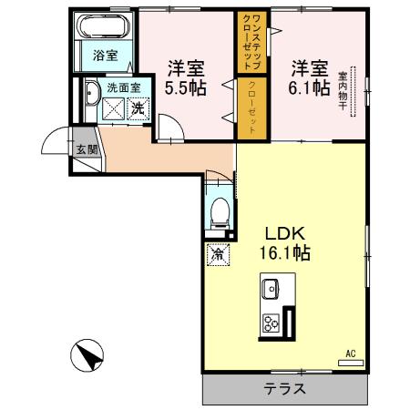 メゾン シュシュ(2LDK/1階)の間取り写真