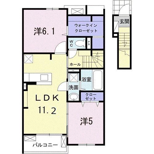 コートヤードIX(2LDK/2階)の間取り写真