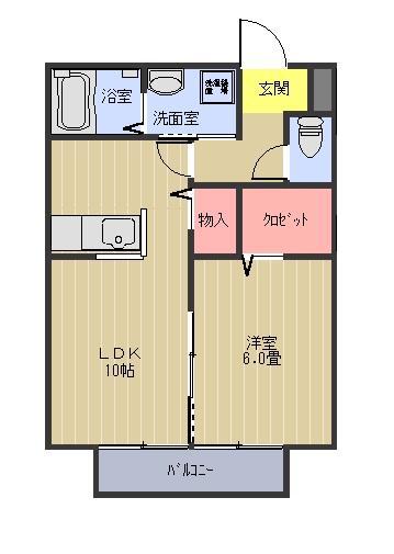 オークラ表参道 B(1LDK/1階)の間取り写真