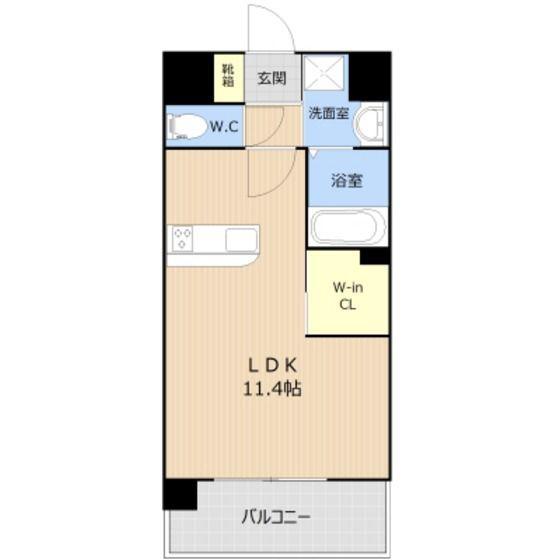 LIBTH南熊本(ワンルーム/2階)の間取り写真
