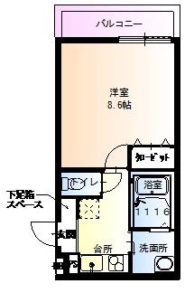 フジパレス堺鳳南(1K/2階)の間取り写真