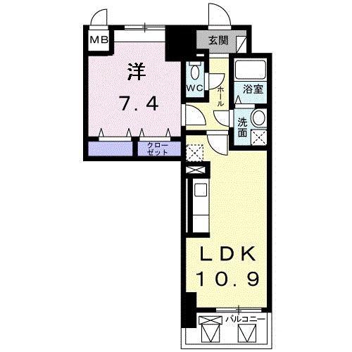 なんばソラニワ(1LDK/9階)の間取り写真