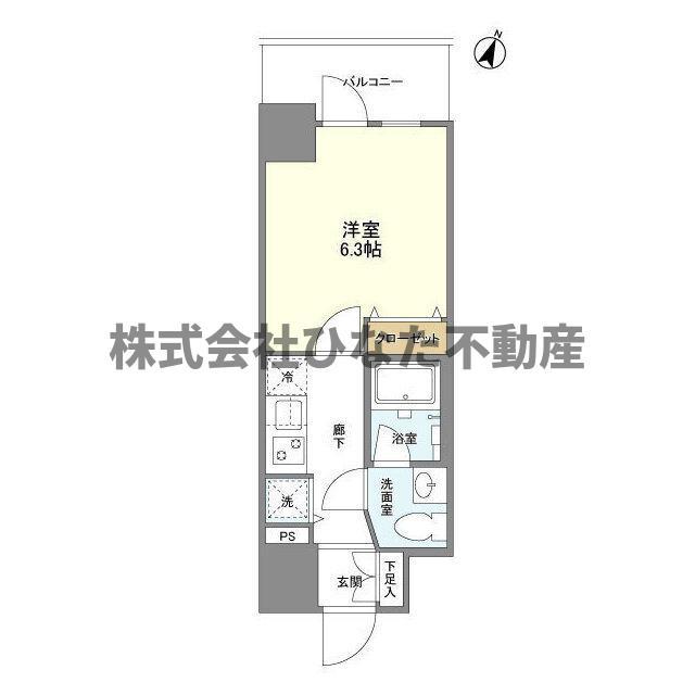 プライマル靱本町(1K/3階)の間取り写真