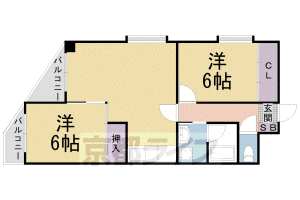 ロイヤル清涼(2LDK/3階)の間取り写真