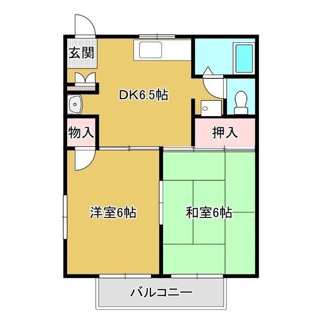 プレジール秋(2DK/2階)の間取り写真