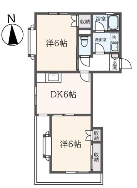 コーポプロティアA棟(2DK/2階)の間取り写真