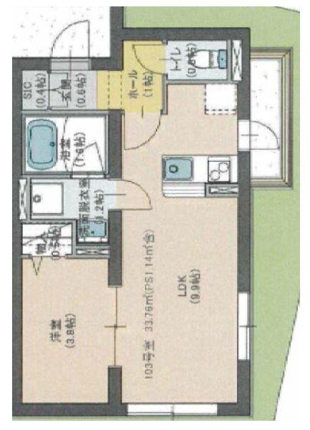 プロスタイルウェルス下井草(1LDK/1階)の間取り写真